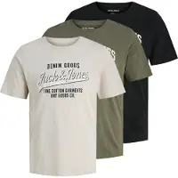 Jack & Jones T-Shirt 'JJEthan' gris clair / olive / grenadine / noir