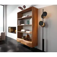 DELIFE Étagère New Live-Edge 115x150 cm acacia naturel 2 tiroirs pieds en verre