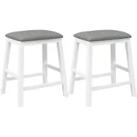 vidaXL Chaises de bar avec coussins 2 pcs. Blanc Bois massif Hévéa