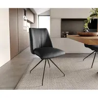 DELIFE Chaise-pivotante Elso-Flex cuir de vache noir pied croisé conique noir pivotement sur 180° ressorts ensachés