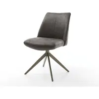 DELIFE Chaise-pivotante Elso-Flex microvelours anthracite vintage pied croisé large aspect titane pivotement sur 360° ressorts ensachés