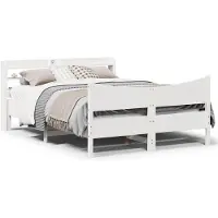 vidaXL Lit en bois massif avec tête de lit blanc 140x200 cm pin