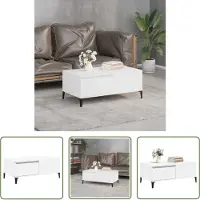 The Living Store Table basse blanche 90x50x36,5 cm Bois composite