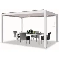 TOOLPORT PRIMEYARD Pergola 3x4 m poteaux en aluminium blancs avec lames orientables en aluminium pavillon