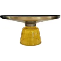 Casa Padrino Luxe Table basse Noir / Or / Jaune Ø 75 x H. 37 cm - Table de salon ronde en verre - Meubles de salon - Meubles de luxe