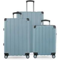 Hauptstadtkoffer Q-Damm - Set de valises 3 pièces, set de bagages (S+M+L) valise coque dure robuste, 4 roues extension, trolley cabine + bagage à main, TSA,Pool bleu
