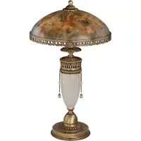 Casa Padrino Luxus Lampe de table baroque laiton patiné / multicolore / blanc H. 53 cm