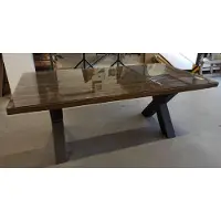 Casa Padrino Table de salle à manger de style rustique avec plateau en verre brun / noir 200 cm - Meubles de salle à manger rustiques
