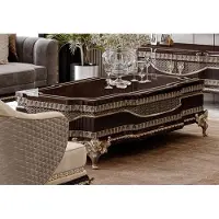Casa Padrino Luxe Table basse baroque brun foncé / gris / or 156 cm
