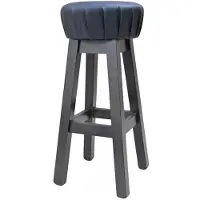 Casa Padrino Tabouret de bar style campagne noir / marron foncé H. 80 cm - Chaise de bar en bois massif rembourrée