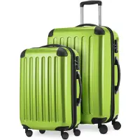 Hauptstadtkoffer Alex - Lot de 2 bagages à main + valise moyenne, set de valises de réserve Trolleys coque dure polycarbonate brillant,vert pomme