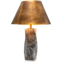 Casa Padrino Lampe de table de luxe en marbre avec abat-jour en métal gris / laiton antique Ø 53 x H. 78 cm