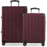 Hauptstadtkoffer Q-Damm - Set de valises Valise cabine + valise de voyage moyenne avec extension, set de 2 valises à coque rigide, 4 roulettes, Check-In Luggage, TSA, bordeaux