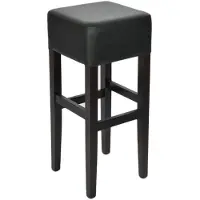 Casa Padrino Tabouret de bar de style rustique noir H. 80 cm - Chaise de bar en bois massif rembourrée
