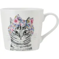 MIKASA Tipperleyhill Cat Print Mug en porcelaine, 380ml, Tasse, Multicolore, Blanc