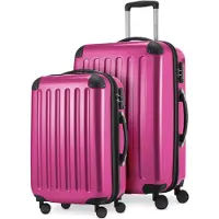 Hauptstadtkoffer Alex - Lot de 2 bagages à main + valise moyenne, set de valises de réserve Trolleys coque dure polycarbonate brillant,Magenta