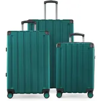 Hauptstadtkoffer Q-Damm - Set de valises 3-pièces, set de bagages (S+M+L) valise coque dure robuste, 4 roues extension, trolley cabine + bagage à main, TSA,Aquagrün