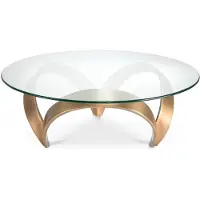 Casa Padrino Luxe Table basse Vintage Laiton Ø 110 x H. 36,5 cm - Table de salon ronde en aluminium avec plateau en verre - Meubles de salon - Meubles d'hôtel - Meubles de luxe - Collection de luxe