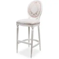 Casa Padrino Luxus Barockstuhl Rosa / Weiß - Tabouret de bar de style baroque avec un motif élégant - Meubles de bar de luxe de style baroque - Noble et somptueux