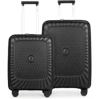 Hauptstadtkoffer Kotti - Set de valises 2 pièces, valise de bord + valise de taille moyenne, coque dure robuste en matériau PP recyclé Trolleys légers Polypropylène coque dure, 4 roulettes, serrure TSA,Noir