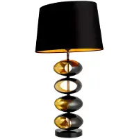Casa Padrino Lampe de table de luxe avec abat-jour Noir / or Ø 16 x H. 69 cm