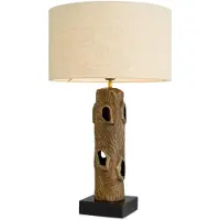 Casa Padrino Lampe de table de luxe au look laiton vintage / socle en granit noir Ø 45 cm x H. 74,5 cm