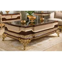 Casa Padrino Luxe Table basse baroque brun foncé / gris / or 156 cm - Meubles baroques