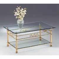 Casa Padrino Luxe Table basse en laiton 120 x 70 x H. 50 cm - Table de salon rectangulaire en laiton avec plateau en verre - Meubles de salon - Qualité de luxe - Italy