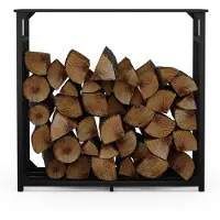 Blumfeldt support à bois de chauffage – Support de bûches de cheminée 2,3 m³ avec toit en acier & housse de pluie, support pour bois de chauffage extérieur, sac de transport inclus