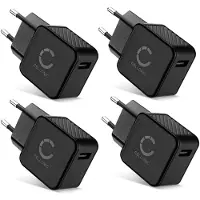 Cellonic Chargeur USB EU-Plug (4pack) 1 Port 5W pour un chargement sur prise secteur Smartphone / téléphone portable, tablette, enceinte, iPhone, Apple, Samsung