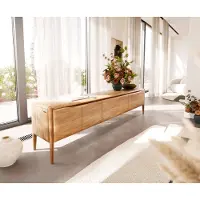 DELIFE Meuble-TV Simcha 220 cm acacia naturel 4 portes 2 tiroirs