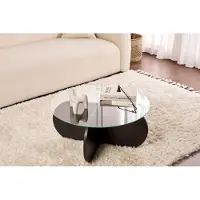 Skye Decor , Aeris - Bois noir, transparent, table basse, bois noir, plateau 100 % mélamine, 75 x 75 x 35 cm