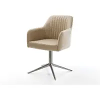 DELIFE Chaise-pivotante Greg-Flex microvelours beige vintage pied de chaise 4 branches grafiete pivotement sur 360° fonction bascule ressorts ensachés