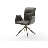 DELIFE Chaise-pivotante Vinja-Flex microvelours anthracite vintage pied croisé large aspect titane pivotement sur 360° fonction bascule