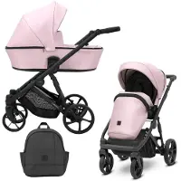 Kunert ARIZO 2in1 Poussette éco-cuir en rose/rose bébé, châssis noir