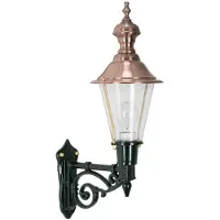 Casa Padrino Applique murale d'extérieur en aluminium Lanterne d'extérieur noir / cuivre 19 x 32,5 x H. 56 cm - Lampe de jardin nostalgique faite main pour terrasse et balcon