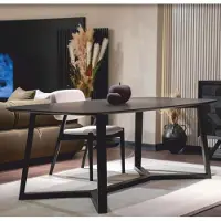 Casa Padrino Luxe Table de salle à manger en bois massif noir 220 cm - Meubles de salle à manger