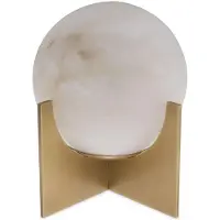 Casa Padrino Lampe de table de luxe laiton antique / albâtre Ø 23 x H. 25 cm - Lampe de table moderne avec abat-jour rond en albâtre - Luminaires de luxe