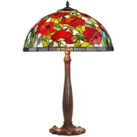 Casa Padrino Lampe de table Tiffany , motif floral, finition bronze/multicolore, diamètre 40 cm, hauteur 64 cm. Lampe de chevet artisanale composée de 528 éléments
