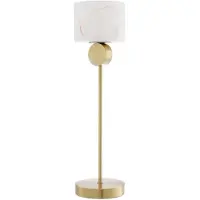 Casa Padrino Luxus Tischlampe Messingfarben / Alabaster Ø 20 x H. 76 cm - Lampe de table moderne avec abat-jour rond en albâtre - Luminaires de luxe