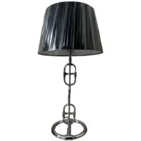 Casa Padrino Lampe de table design argent / noir Ø 25 x H. 58 cm - Lampe de luxe avec abat-jour rond