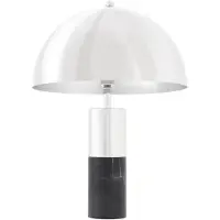 Casa Padrino Luxus Lampe de table argent / noir Ø 50 x H. 70 cm - Lampe de table avec abat-jour rond en métal
