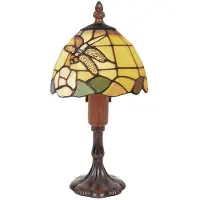 Casa Padrino Luxus Tiffany Lampe de Table Multicolore / Marron Ø 15 x H. 29 cm - Lampe de Tabouret Mosaïque Décorative avec Abat-jour en verre fait main