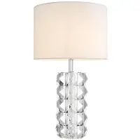Casa Padrino Luxus Kristallglas Tischlampe Silber / Weiß Ø 43 x H. 75 cm - Lampe de table d'hôtel et de restaurant avec abat-jour
