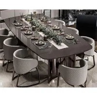 Casa Padrino Table de salle à manger de luxe Gris / Bronze 240,5 x 112 x H. 76 cm - Table de cuisine rectangulaire de luxe - Meubles de salle à manger - Meubles de luxe