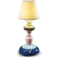 Casa Padrino Lampe de table de luxe Bleu / Multicolore Ø 12 x H. 30 cm - Lampe de table LED en porcelaine