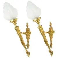 Casa Padrino Ensemble d'appliques baroques or / blanc 15 x 15 x H. 60 cm - appliques murales design torche