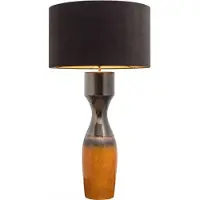 Casa Padrino Luxus Keramik Tischlampe Silber / Orange Ø 60 x H. 113 cm - Lampe de table faite main avec abat-jour noir