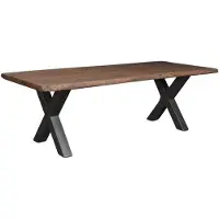 Casa Padrino Table de salle à manger en bois massif d'acacia avec structure en fer 200 x 100 x H.77 cm - Table de designer