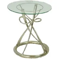 Casa Padrino Table de salle à manger design argent Ø 71 x H. 70 cm - Table de salle à manger ronde avec plateau en verre - Qualité de luxe